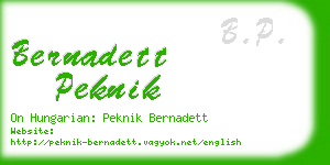 bernadett peknik business card
